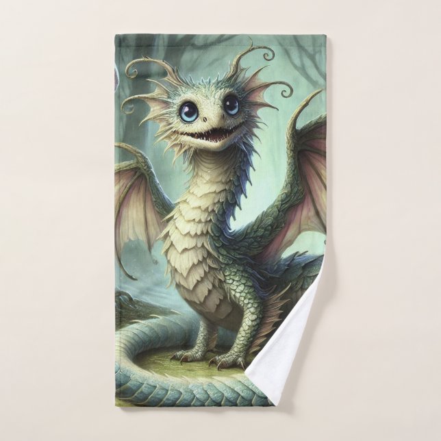 Dragon Jabberwocky Mignon Créature Fantastique Art (Serviette à main)