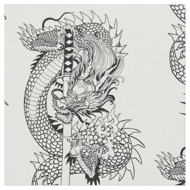 Dragon japonais en tissu d'épée de katana (Fermer)