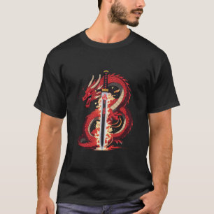 Dragon Katana   T-Shirt Anime Fire pour Hommes