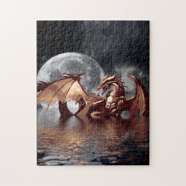 Dragon & Lune Imaginaire Mythique Art Puzzle (Vertical)