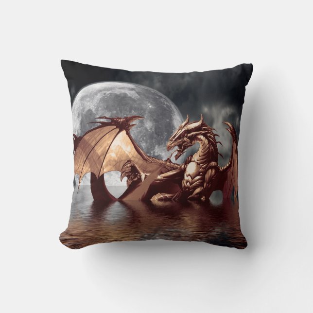 Dragon & Lune Imaginaire Mythique Oreiller (Recto)