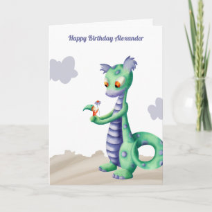 Dragon mignon avec carte d'anniversaire personnali