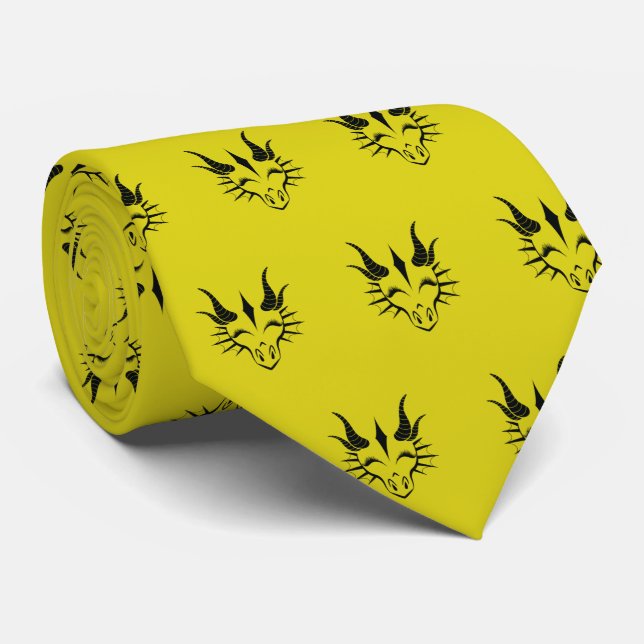 Dragon noir avec sourcils levé Cravate (Roulé)