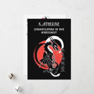 Dragon noir, Lune rouge personnalisée Carte de voe