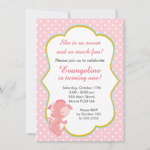 Dragon Peach Girl Anniversaire Fête Invitation