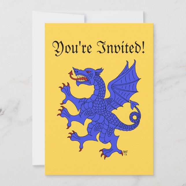 Dragon Rampant (Bleu) Invitation (Devant)