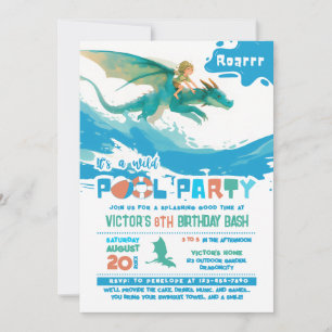 Dragon Ride Pool Party Anniversaire Invitation