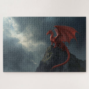 Dragon Rouge Sur Puzzle de la Falaise