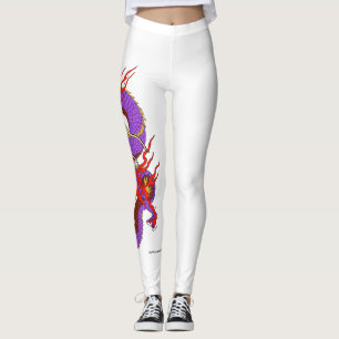 Dragon rouge violet sur des leggings blancs