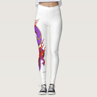 Dragon rouge violet sur des leggings blancs