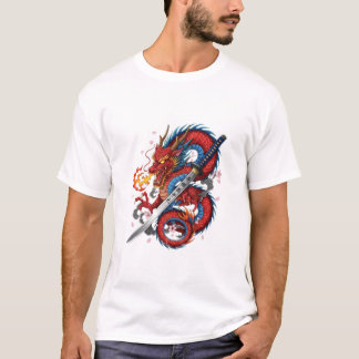 Dragon Samouraï Ardente – T-shirt Katana Japonais