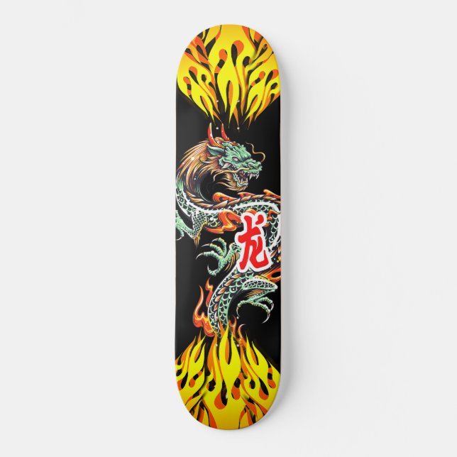 Dragon Skateboard avec Flames (Recto)