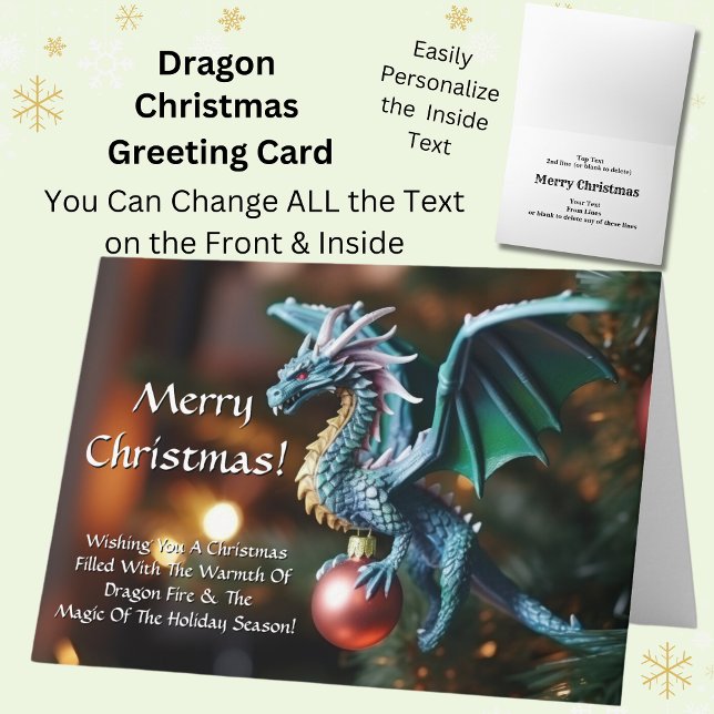 Dragon sur Arbre Bauble Joyeuse carte de Noël (Créateur téléchargé)