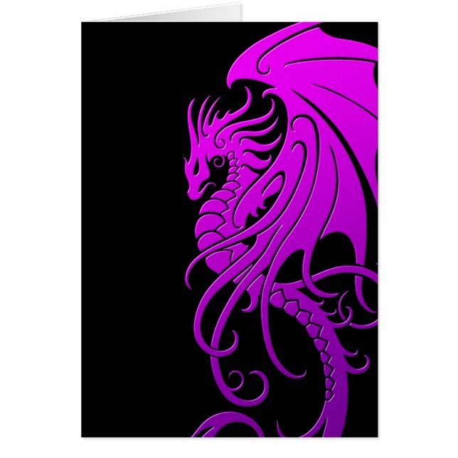Dragon tribal de vol - pourpre sur le noir (Devant)