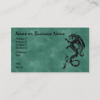 Dragon tribal noir sur Carte de visite vert
