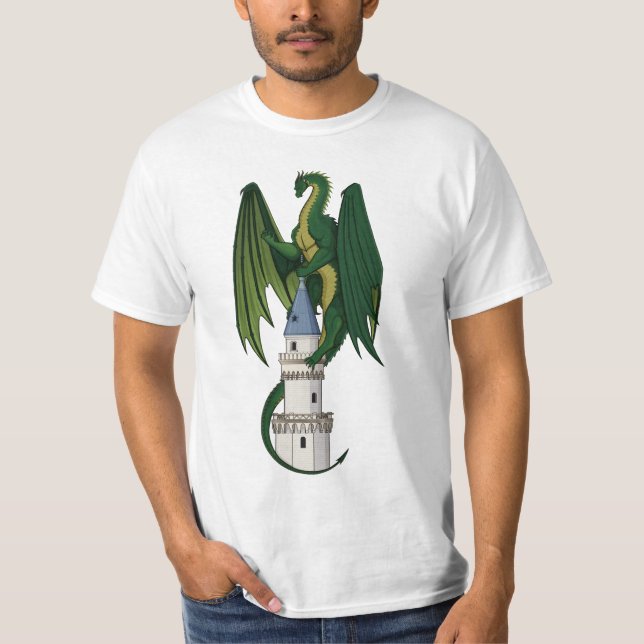 Dragon vert sur T-shirt blanc (Devant)