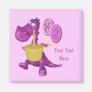 Dragon Violet Avec Ballons De Cupcake Magnet