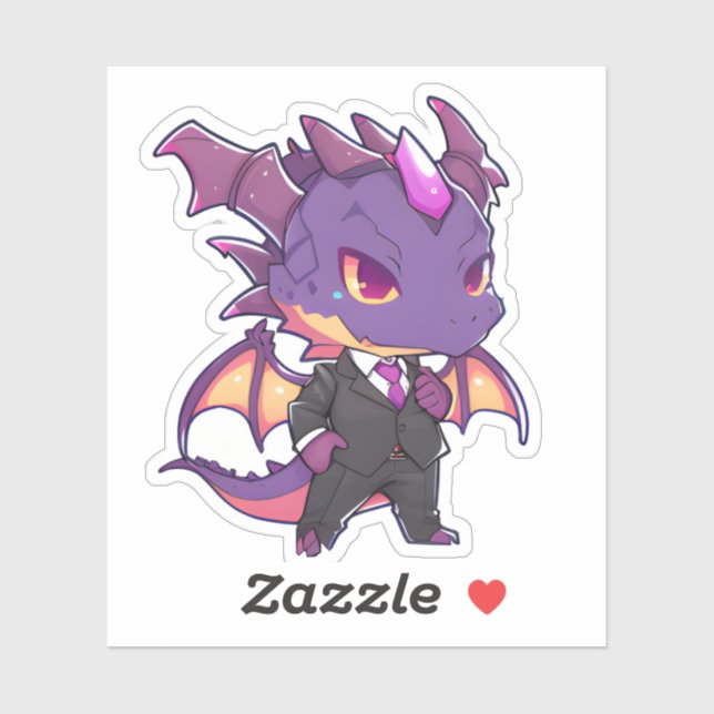 Dragon violet dans un Sticker en costume (Feuille)