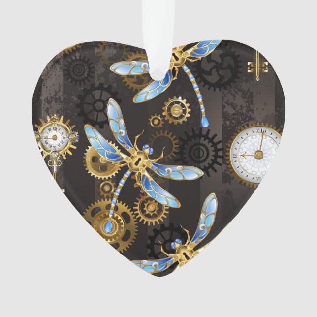 Dragonflies de Steampunk sur arrière - plan rayé b (devant)