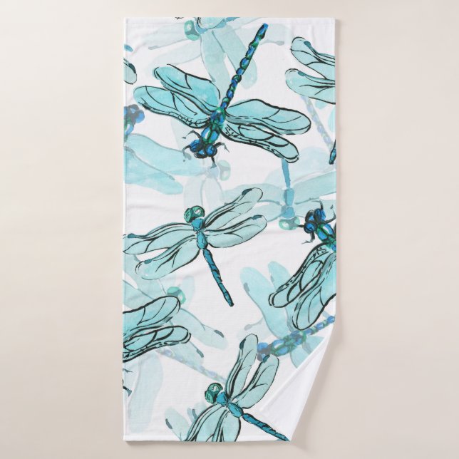 Dragonflies élégantes : Aquarelle (Serviette de bain)