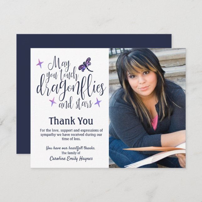 Dragonflies Et Étoiles Merci Funérailles Sympathie (Devant / Derrière)