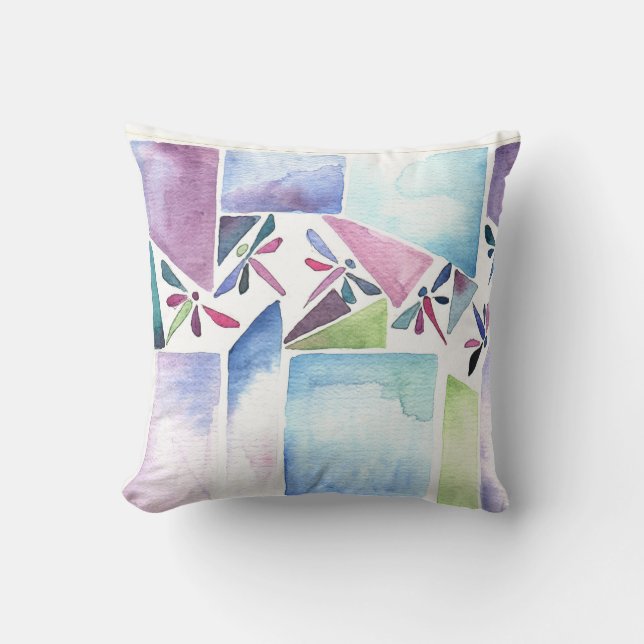 DRAGONFLY Aqua vert Coussin couleur eau Abstraite (Recto)