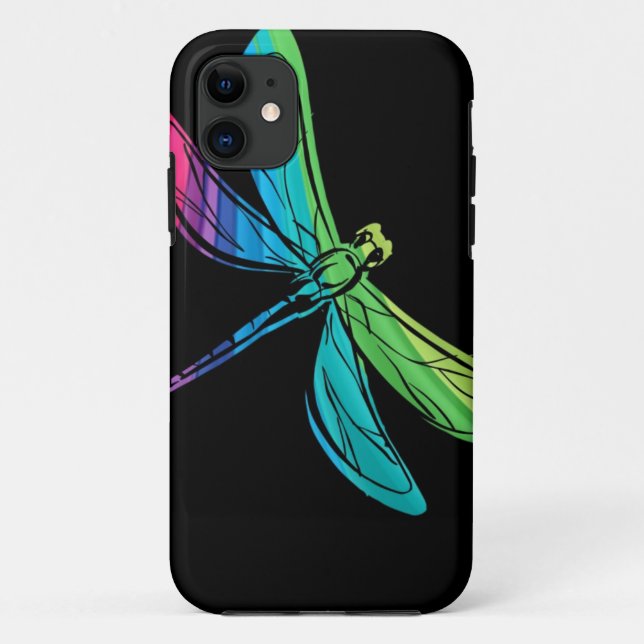 Dragonfly arc-en-ciel sur Coque noir coque iphone (Dos)