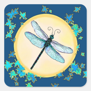 Dragonfly bleu avec Stickers Feuille