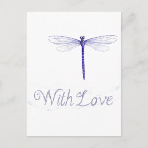 Dragonfly Bleue avec carte postale Amour