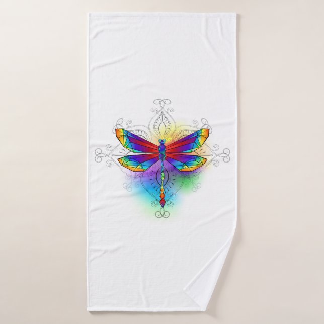 Dragonfly en arc-en-ciel (Serviette de bain)