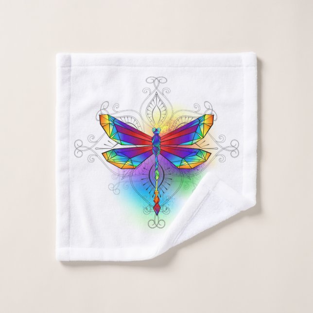 Dragonfly en arc-en-ciel (Gant de toilette)