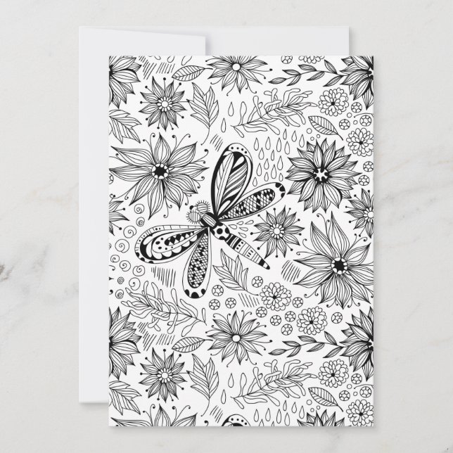Dragonfly et doodle de fleurs (Devant)
