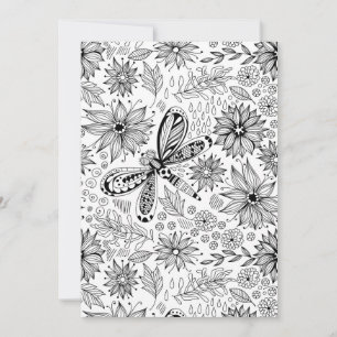 Dragonfly et doodle de fleurs