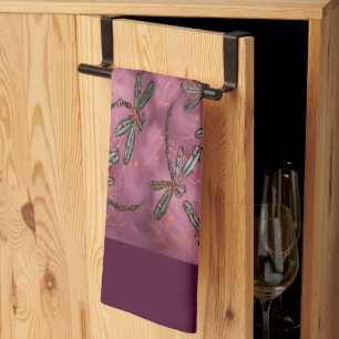 Dragonfly Flit Dusky Rose serviette de cuisine