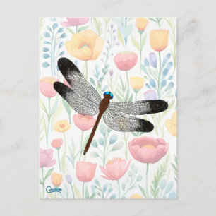 Dragonfly & Flowers - Carte postale