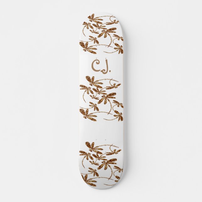 Dragonfly Frenzy Gold Skateboard Deck (Devant)