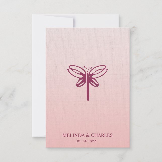 Dragonfly Logo in Burgundy on Gradient for Wedding (Devant)
