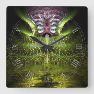Dragonfly Magic Fractal Art Wall Horloge
