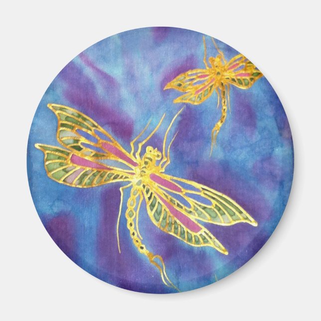 Dragonfly Magnet : Soie peinte par Cyn Mc (Devant)