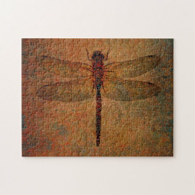Dragonfly on Distressed Arrière - plan Puzzle (Horizontal)