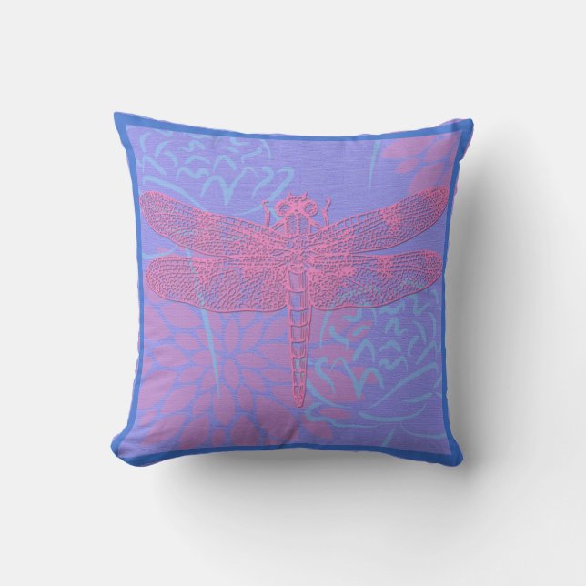Dragonfly rose sur Coussin Arrière - plan violet (Recto)