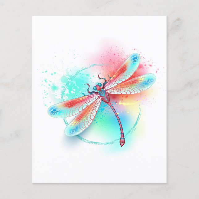 Dragonfly rouge sur l'arrière - plan aquarelle (Devant)