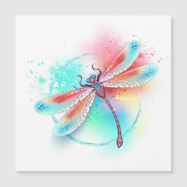 Dragonfly rouge sur l'arrière - plan aquarelle (Devant)