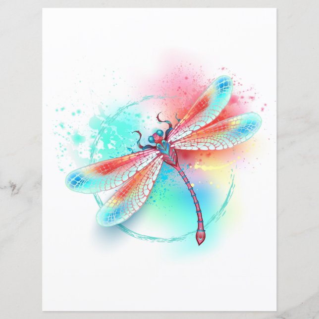 Dragonfly rouge sur l'arrière - plan aquarelle (Devant)