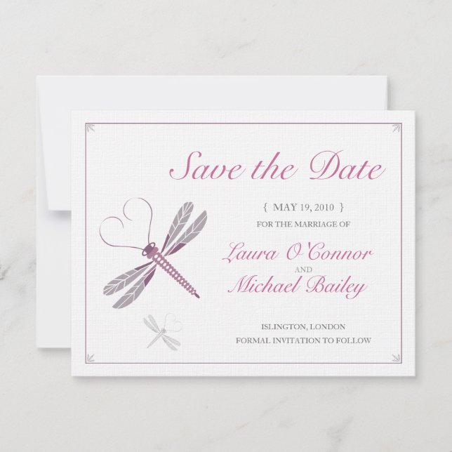 Dragonfly Save the Date Cards (Devant)