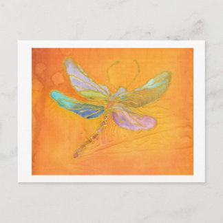 Dragonfly Silk peinture Carte postale