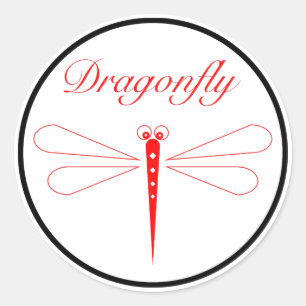 Dragonfly - Sticker rond classique blanc, brillant