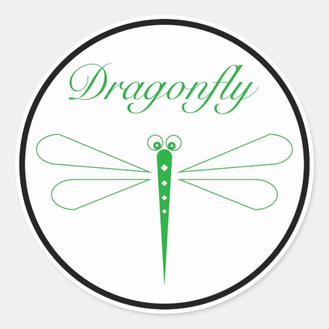 Dragonfly - Sticker rond classique blanc, brillant (Devant)