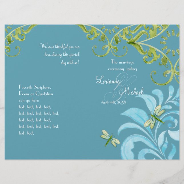 Dragonfly Swirls Scroll Chic Floral Invitation mod (Devant)
