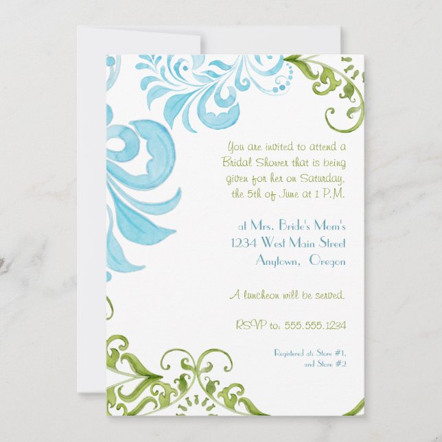Dragonfly Swirls Scroll Chic Floral Invitation mod (Devant)